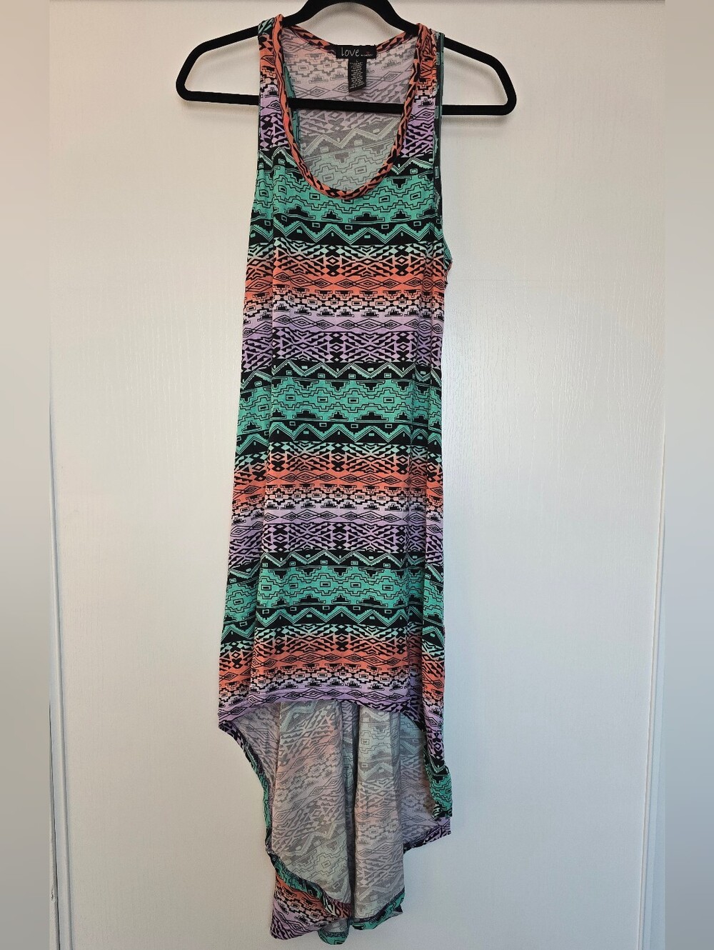 Love by Chesley Boho Geometric Southwestern High-Low Scoop-Neck Sleeveless Dress